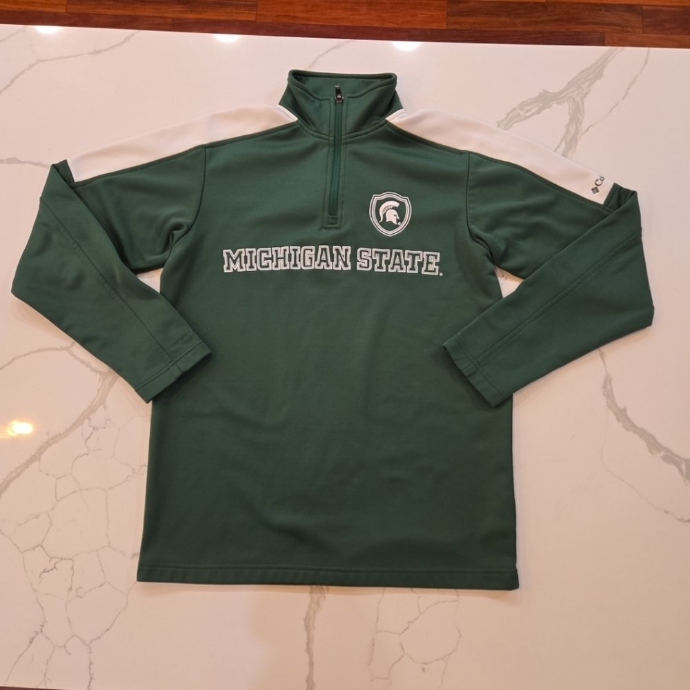 Columbia Michigan State Spartans 1/4 Zip Pullover Fleece Sweater Mens Size Large